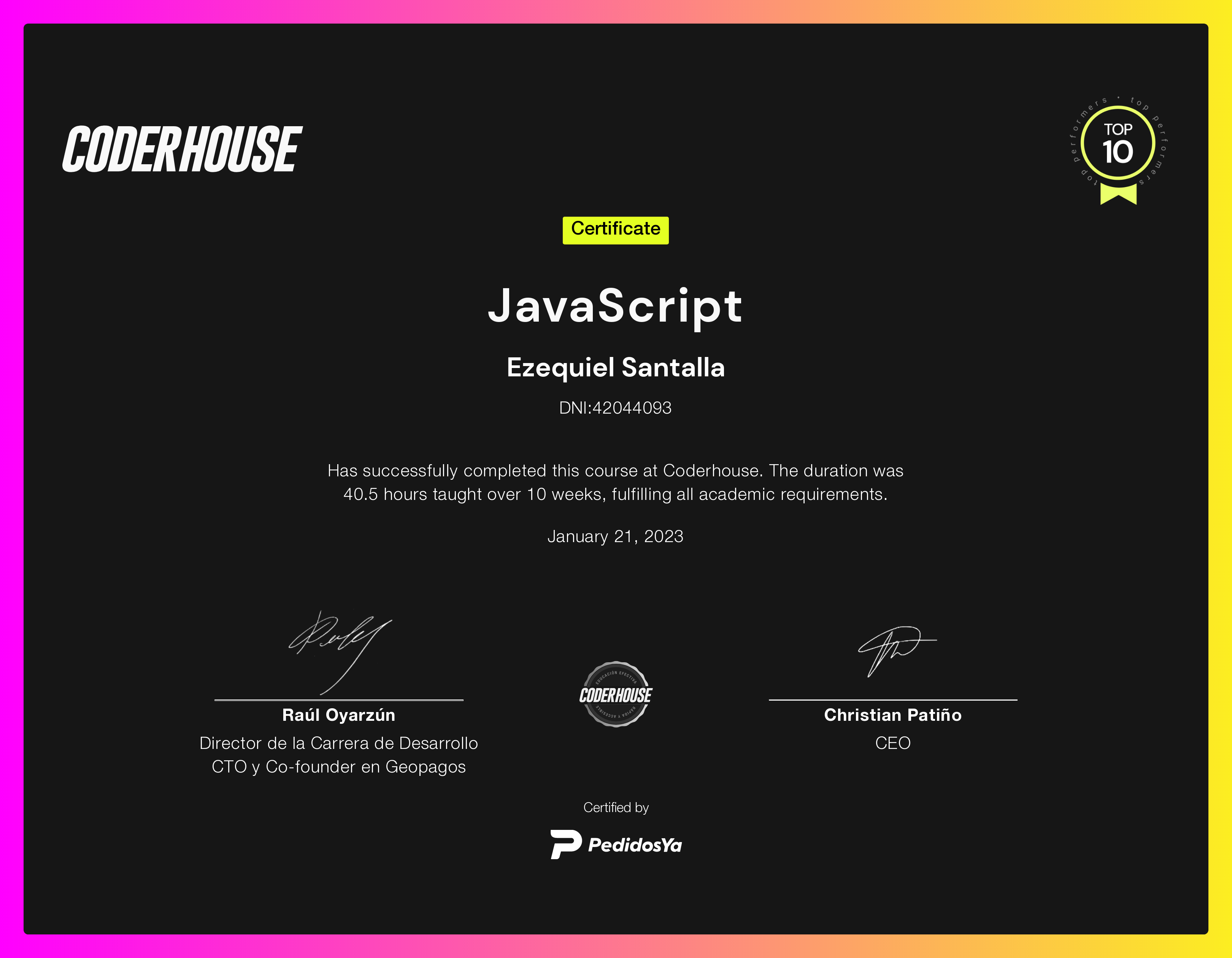 JavaScript Certificate CoderHouse