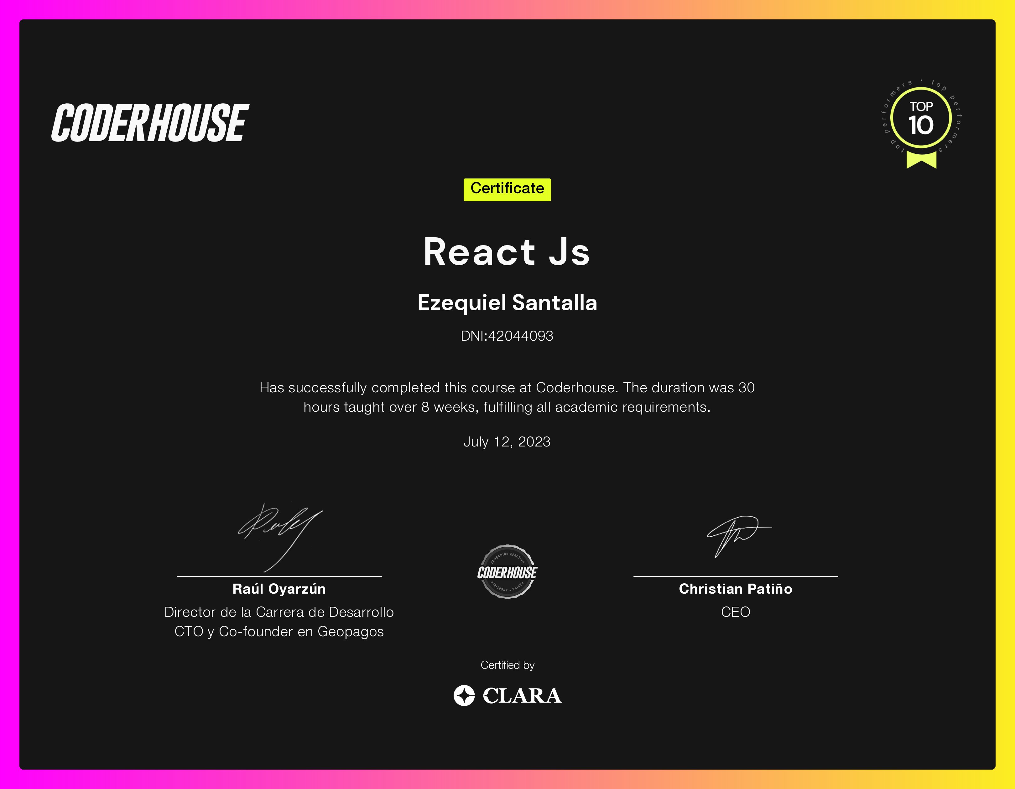 React JS Certificate CoderHouse