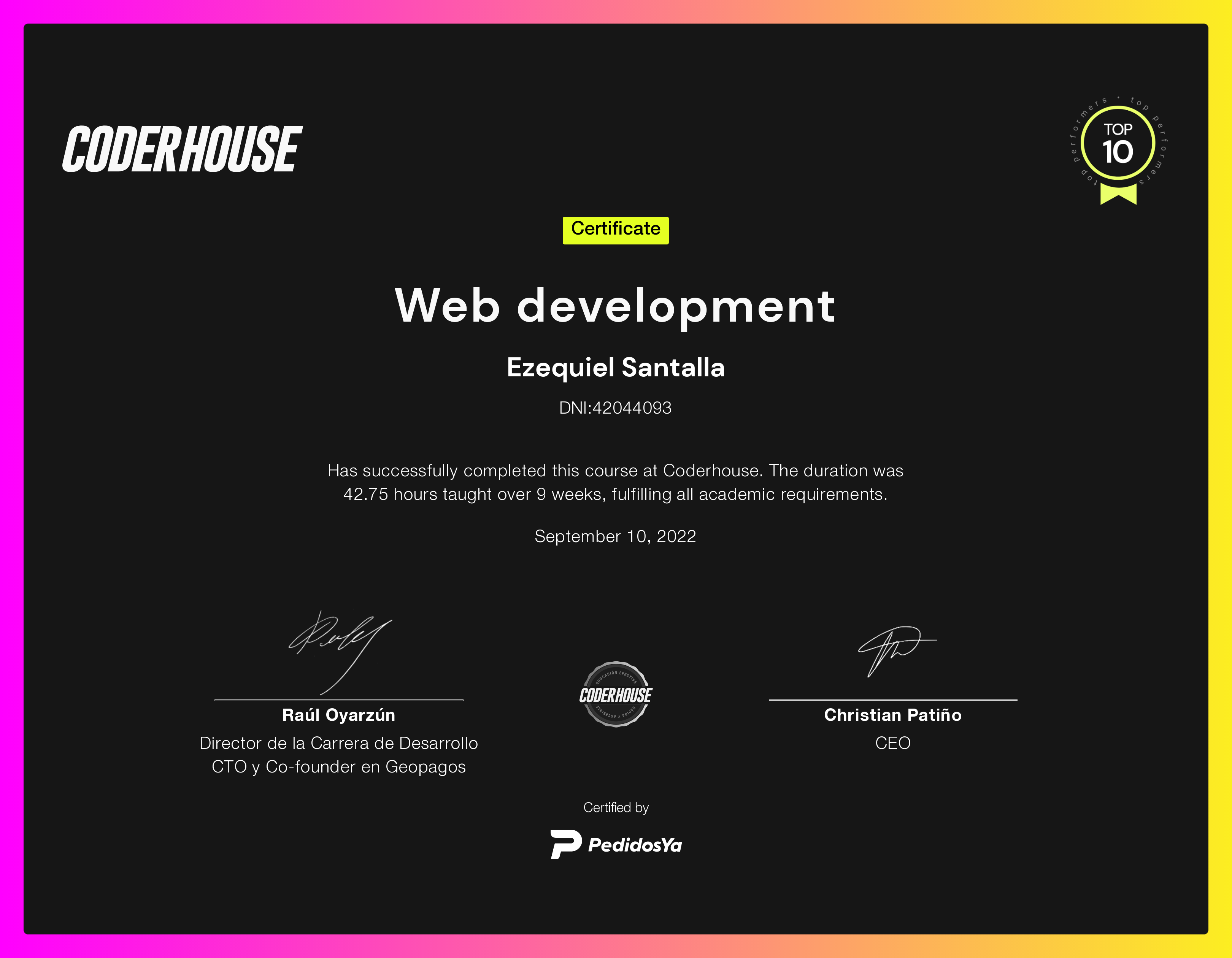 Web Development Certificate CoderHouse